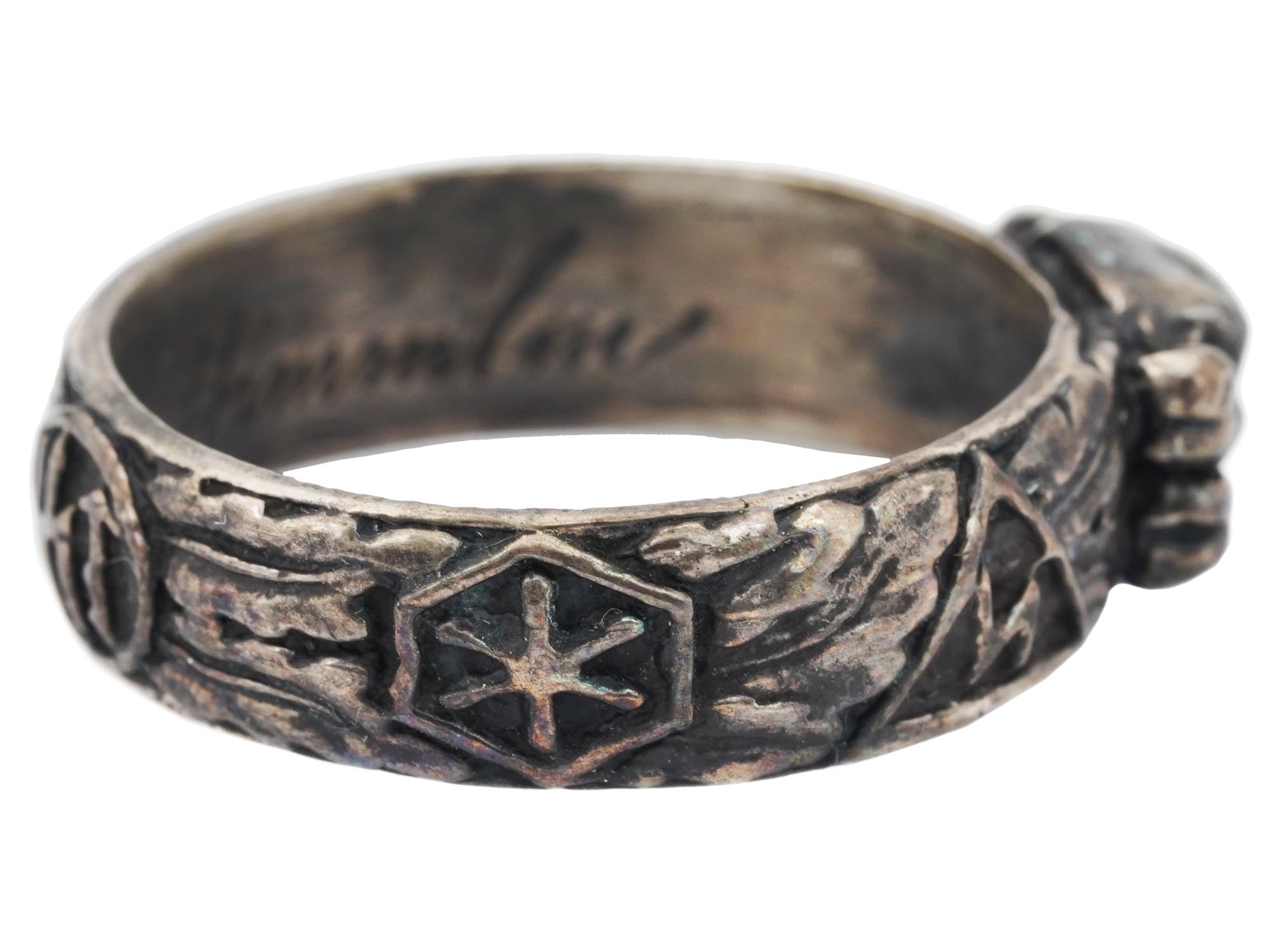 A NAZI GERMAN WWII WAFFEN SS SILVER HONOUR RING PIC-3